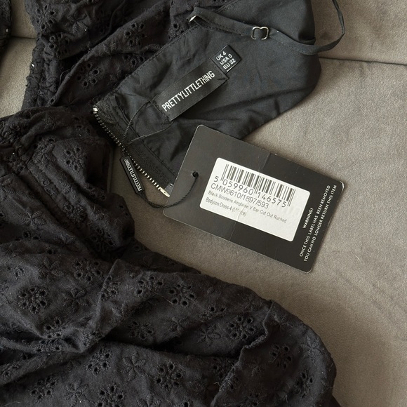 PLT Pretty Little Thing Black Brodiere Anglaise floral cutout dress - Picture 4 of 4